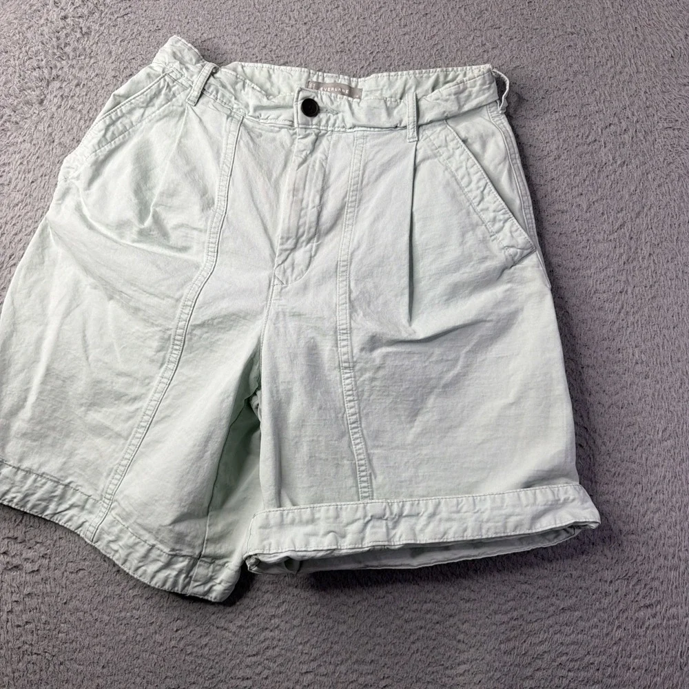 Everlane 4 Tourist Shorts Ice Blue High Rise Rolled Hem Summer Travel Comfort
